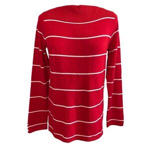 Chaps Red & White Striped Long Sleeve Cotton Modal Sweater M Nautical Style